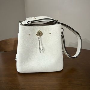 Kate Spade white with gold hardware bucket purse